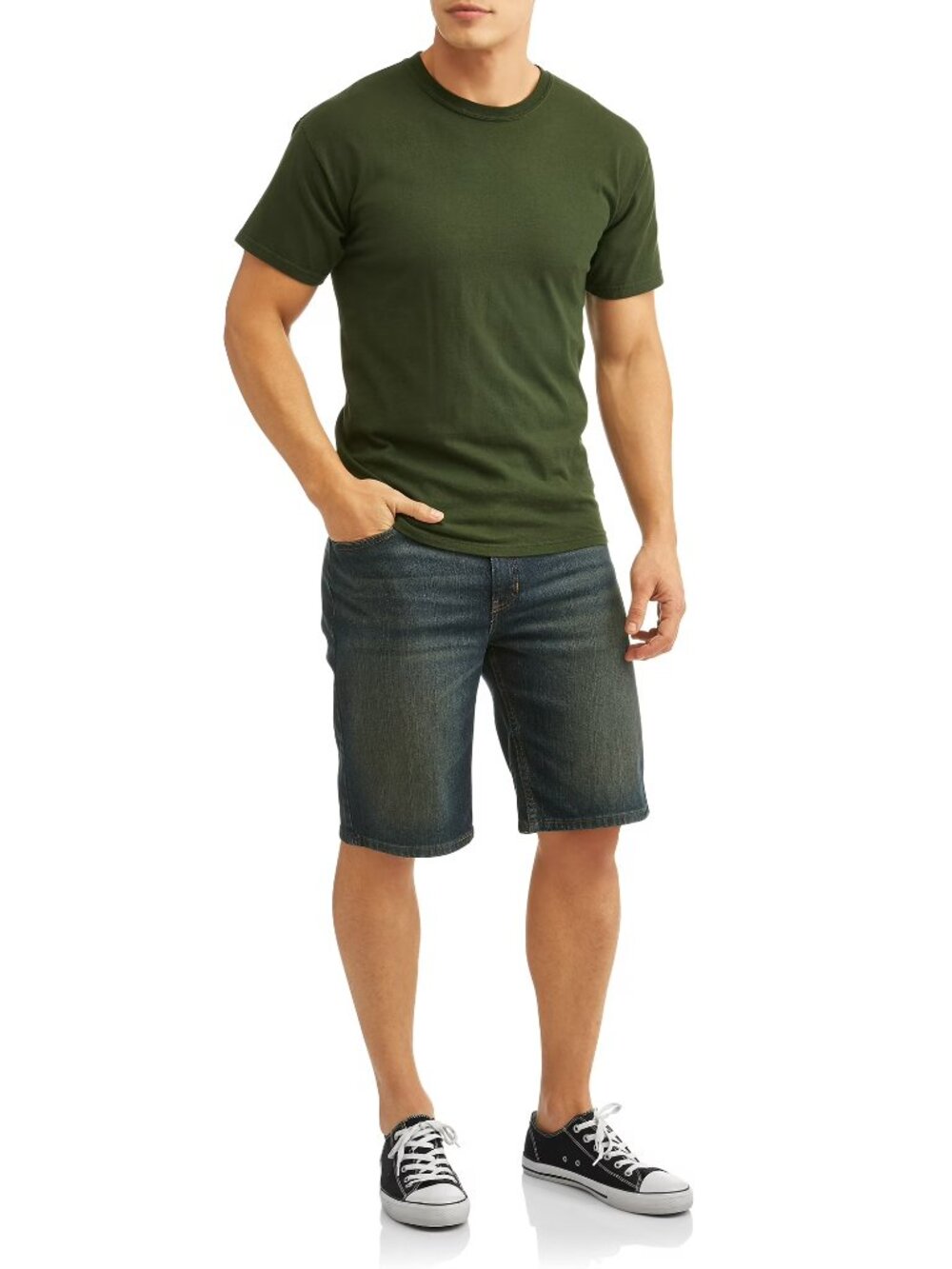 George Men's and Big Men's 100% Cotton 5 Pocket Jean Shorts Size 44 (dark)
